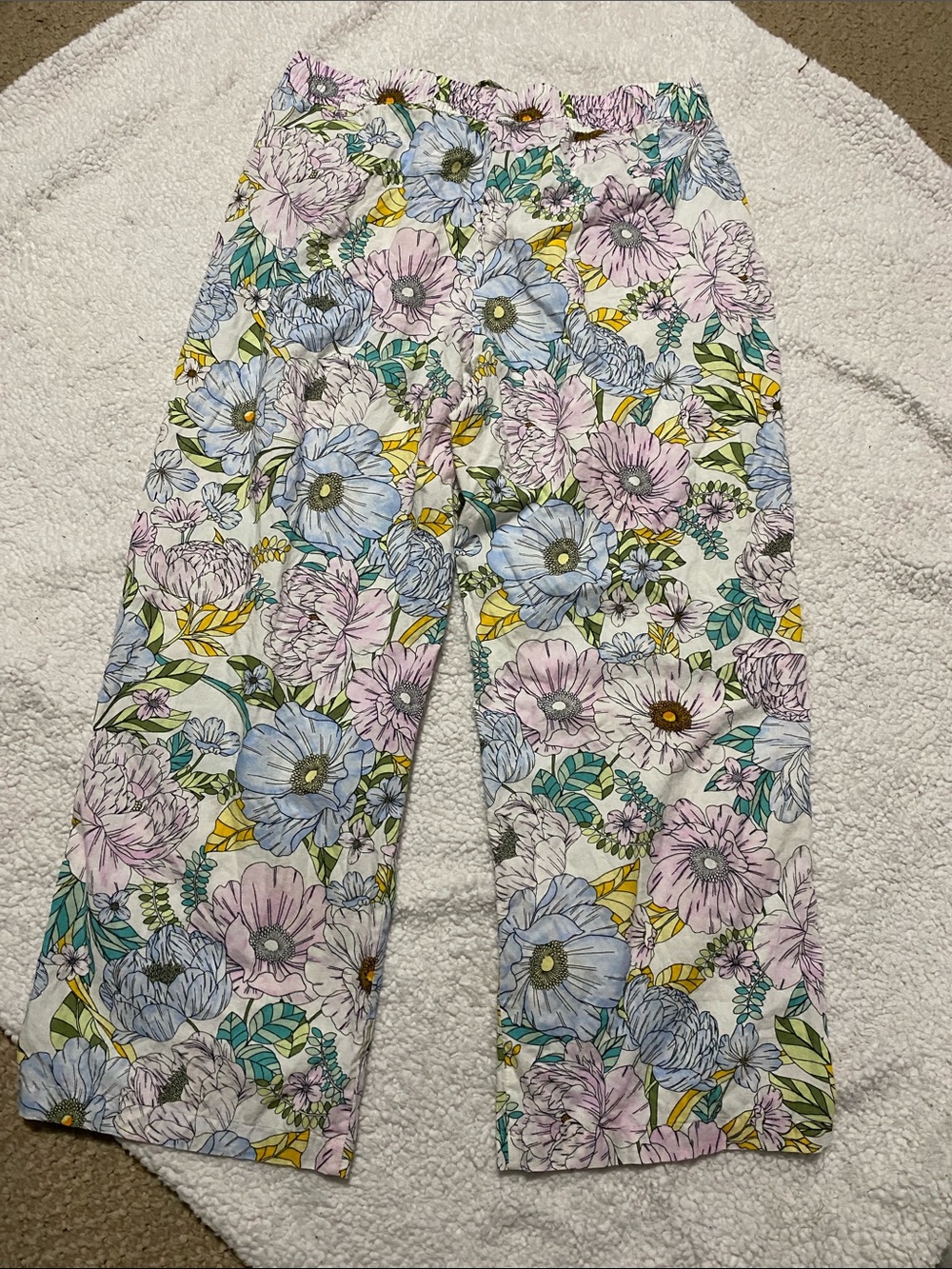 Gap Womens size Lg Floral Cotton Lounge Pants in Pastel Multicolor leafy Print - Picture 12 of 16